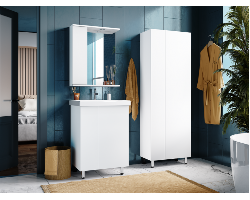 Приобрести Лира - 50 Тумба прямая напольная белая эмаль с отталкив. в магазине сантехники Santeh-Crystal.ru