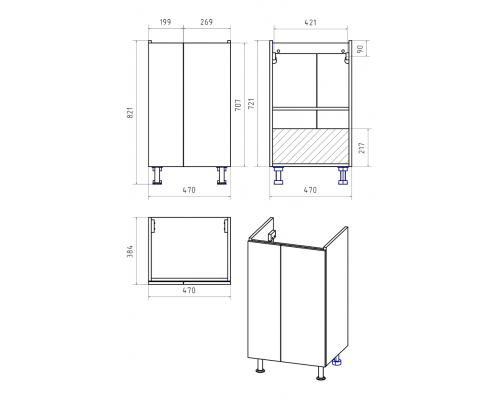 Приобрести Лира - 50 Тумба прямая напольная белая эмаль с отталкив. в магазине сантехники Santeh-Crystal.ru
