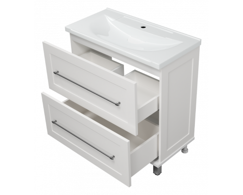 Купить Марта - 80 Тумба напольная 2 ящ. белая эмаль (глянец) в магазине сантехники Santeh-Crystal.ru