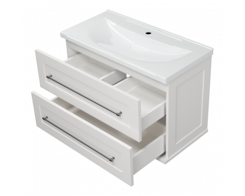 Купить Марта - 80 Тумба подвесная 2 ящ. белая эмаль (глянец) в магазине сантехники Santeh-Crystal.ru