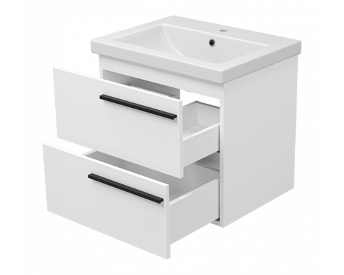 Купить Ненси - 60 Тумба подвесная 2 ящ белая мат. эмаль в магазине сантехники Santeh-Crystal.ru