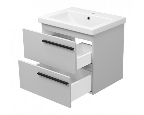 Заказать Ненси - 60 Тумба подвесная 2 ящ серая мат. эмаль О в магазине сантехники Santeh-Crystal.ru