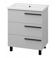 Ненси - 70 Тумба напольная  3 ящ. серая мат. эмаль