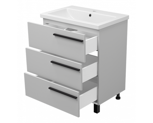 Заказать Ненси - 70 Тумба напольная  3 ящ. серая мат. эмаль в магазине сантехники Santeh-Crystal.ru