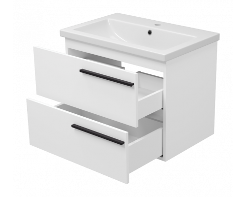 Купить Ненси - 70 Тумба подвесная 2 ящ белая мат. эмаль в магазине сантехники Santeh-Crystal.ru