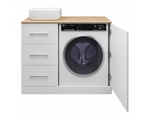 Заказать Респект -110 Тумба с 3 ящ. под стиральную машину левая (белая ПВХ/Дуб Тиссано) в магазине сантехники Santeh-Crystal.ru