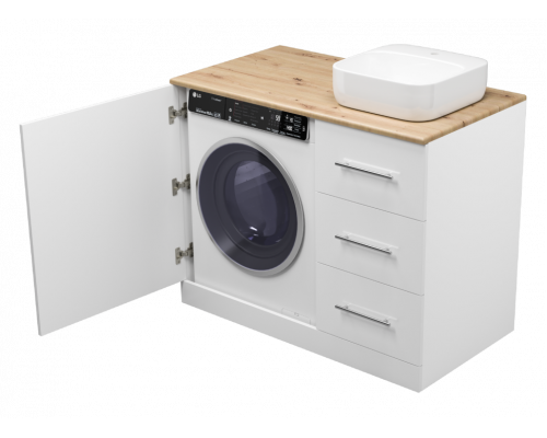Заказать Респект -110 Тумба с 3 ящ. под стиральную машину правая (белая ПВХ/Дуб Тиссано) в магазине сантехники Santeh-Crystal.ru