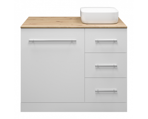 Заказать Респект -110 Тумба с 3 ящ. под стиральную машину правая (белая ПВХ/Дуб Тиссано) в магазине сантехники Santeh-Crystal.ru