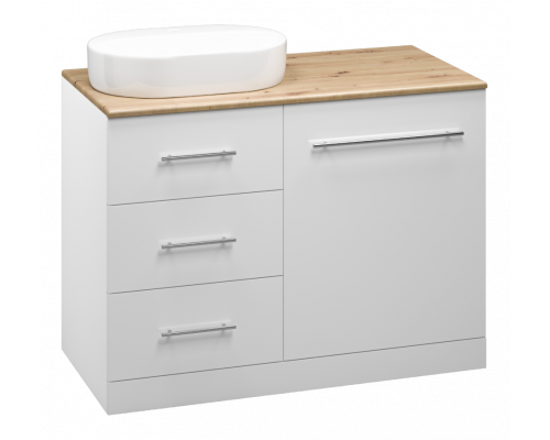 Приобрести Респект -120 Тумба с 3 ящ. под стиральную машину левая (белая ПВХ/Дуб Тиссано) в магазине сантехники Santeh-Crystal.ru