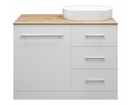 Заказать Респект -120 Тумба с 3 ящ. под стиральную машину правая (белая ПВХ/Дуб Тиссано) в магазине сантехники Santeh-Crystal.ru