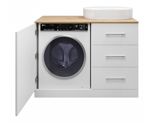 Заказать Респект -120 Тумба с 3 ящ. под стиральную машину правая (белая ПВХ/Дуб Тиссано) в магазине сантехники Santeh-Crystal.ru