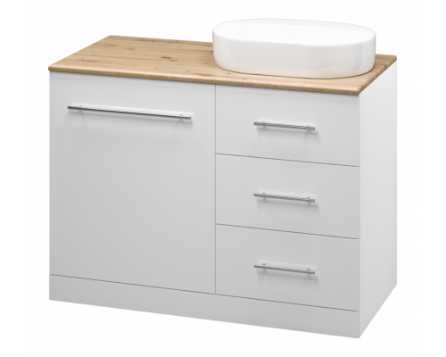 Заказать Респект -120 Тумба с 3 ящ. под стиральную машину правая (белая ПВХ/Дуб Тиссано) в магазине сантехники Santeh-Crystal.ru