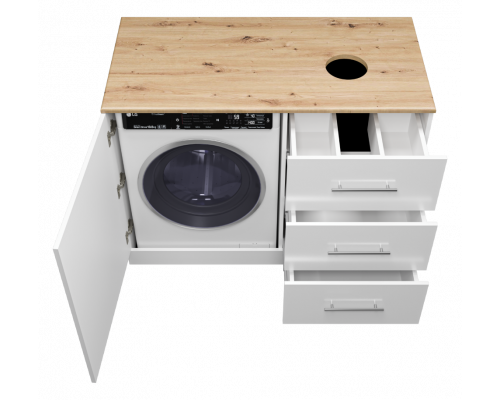 Заказать Респект -120 Тумба с 3 ящ. под стиральную машину правая (белая ПВХ/Дуб Тиссано) в магазине сантехники Santeh-Crystal.ru