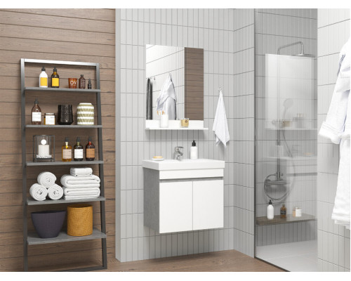 Приобрести Ронда - 60 Тумба подвесная прямая 2 дв. (бок. ДСП Чикаго, фас.белая эмаль) в магазине сантехники Santeh-Crystal.ru