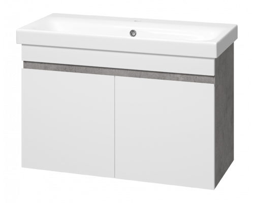 Купить Ронда - 80 Тумба подвесная прямая 2 дв. (бок. ДСП Чикаго, фас.белая эмаль) в магазине сантехники Santeh-Crystal.ru