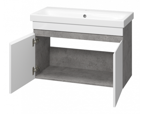 Купить Ронда - 80 Тумба подвесная прямая 2 дв. (бок. ДСП Чикаго, фас.белая эмаль) в магазине сантехники Santeh-Crystal.ru