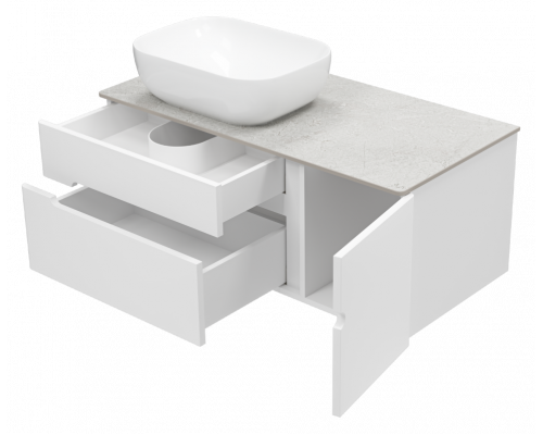 Приобрести Роял -100 Тумба подвесная с 2 ящ. 1 дв. белый в магазине сантехники Santeh-Crystal.ru