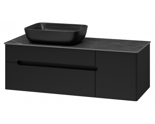 Купить Роял -120 Тумба подвесная с 2 ящ. 1 дв. черный в магазине сантехники Santeh-Crystal.ru