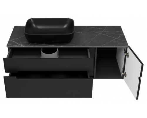 Купить Роял -120 Тумба подвесная с 2 ящ. 1 дв. черный в магазине сантехники Santeh-Crystal.ru