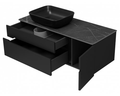 Купить Роял -120 Тумба подвесная с 2 ящ. 1 дв. черный в магазине сантехники Santeh-Crystal.ru