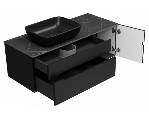 Купить Роял -120 Тумба подвесная с 2 ящ. 1 дв. черный в магазине сантехники Santeh-Crystal.ru