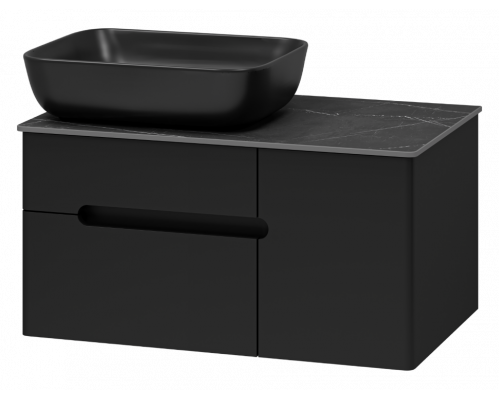 Приобрести Роял - 80 Тумба подвесная с 2 ящ. 1 дв. черный в магазине сантехники Santeh-Crystal.ru