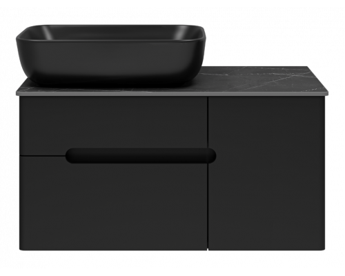 Приобрести Роял - 80 Тумба подвесная с 2 ящ. 1 дв. черный в магазине сантехники Santeh-Crystal.ru