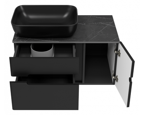 Приобрести Роял - 80 Тумба подвесная с 2 ящ. 1 дв. черный в магазине сантехники Santeh-Crystal.ru