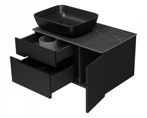 Приобрести Роял - 80 Тумба подвесная с 2 ящ. 1 дв. черный в магазине сантехники Santeh-Crystal.ru