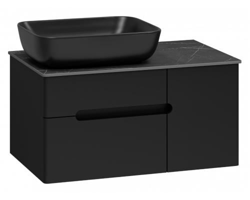 Приобрести Роял - 80 Тумба подвесная с 2 ящ. 1 дв. черный в магазине сантехники Santeh-Crystal.ru