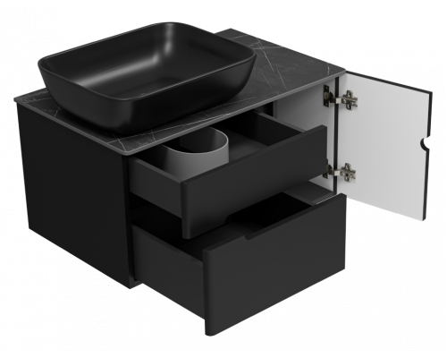 Приобрести Роял - 80 Тумба подвесная с 2 ящ. 1 дв. черный в магазине сантехники Santeh-Crystal.ru