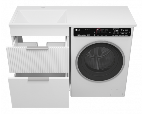 Заказать ENFIDA - 60 Тумба напольная 2 ящ. под стир. машину, белая мат. эмаль (Энфида) в магазине сантехники Santeh-Crystal.ru