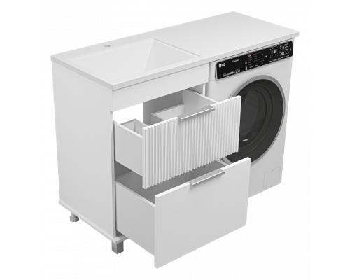 Заказать ENFIDA - 60 Тумба напольная 2 ящ. под стир. машину, белая мат. эмаль (Энфида) в магазине сантехники Santeh-Crystal.ru