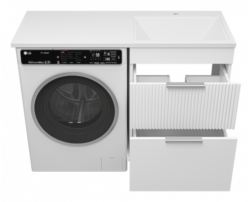 Заказать ENFIDA - 60 Тумба напольная 2 ящ. под стир. машину, белая мат. эмаль (Энфида) в магазине сантехники Santeh-Crystal.ru