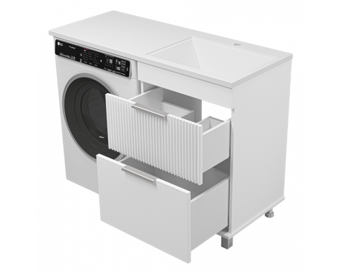 Заказать ENFIDA - 60 Тумба напольная 2 ящ. под стир. машину, белая мат. эмаль (Энфида) в магазине сантехники Santeh-Crystal.ru