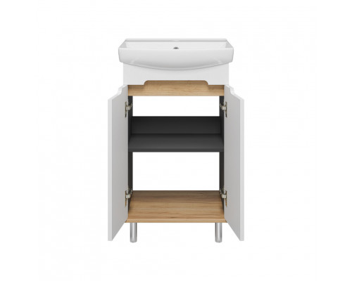 Приобрести Сканди - 50 тумба напольная 2 дв бел./графит в магазине сантехники Santeh-Crystal.ru