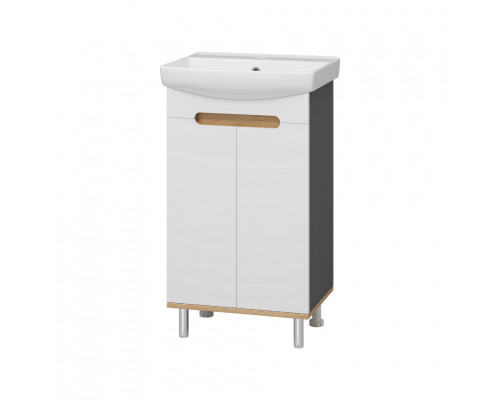 Приобрести Сканди - 50 тумба напольная 2 дв бел./графит в магазине сантехники Santeh-Crystal.ru