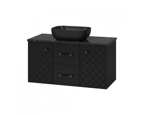 SHANEL -100 Тумба подвесная 2 ящ. 2дв. черная матов.эмаль