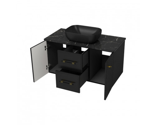 SHANEL -100 Тумба подвесная 2 ящ. 2дв. черная матов.эмаль