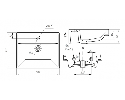 Майна - 50 тумба прямая, ПВХ хаки / раковина