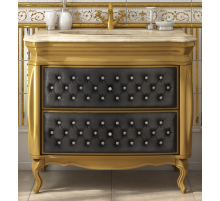 Bogema -100 Тумба с 2 ящ. черная кожа золото