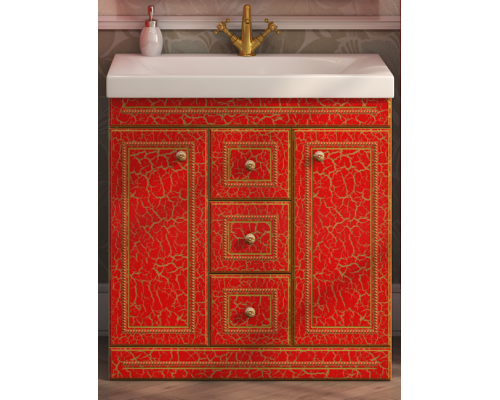 Купить Fresko - 75 Тумба с 3 ящ. Краколет красный патина в магазине сантехники Santeh-Crystal.ru