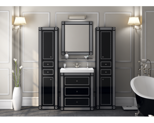 Купить Venezia - 75 Тумба с 3 ящ. черная с серебром в магазине сантехники Santeh-Crystal.ru