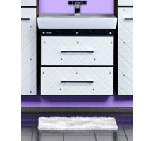 Гранд LUXE - 60 Тумба подвесная 2 ящ. бело/черная кожа CRISTALLO