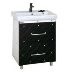 Гранд LUXE - 80 Тумба с 2 ящ. черно/белая кожа CRISTALLO