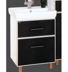 Гранд LUXE - 80 Тумба с 2 ящ. черно/белая кожа CROCO