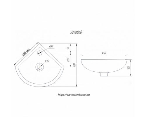 Заказать Малютка - 30*30 Тумба угловая в магазине сантехники Santeh-Crystal.ru