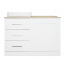 Респект -110 Тумба с 3 ящ. под стиральную машину левая (белая ПВХ/Дуб Тиссано)