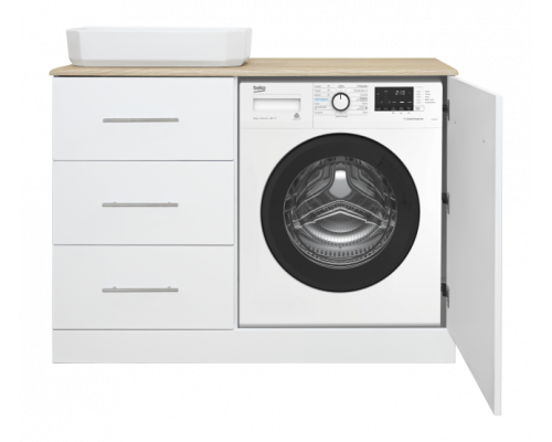 Заказать Респект -110 Тумба с 3 ящ. под стиральную машину левая (белая ПВХ/Дуб Тиссано) в магазине сантехники Santeh-Crystal.ru