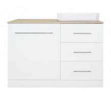 Респект -110 Тумба с 3 ящ. под стиральную машину правая (белая ПВХ/Дуб Тиссано)